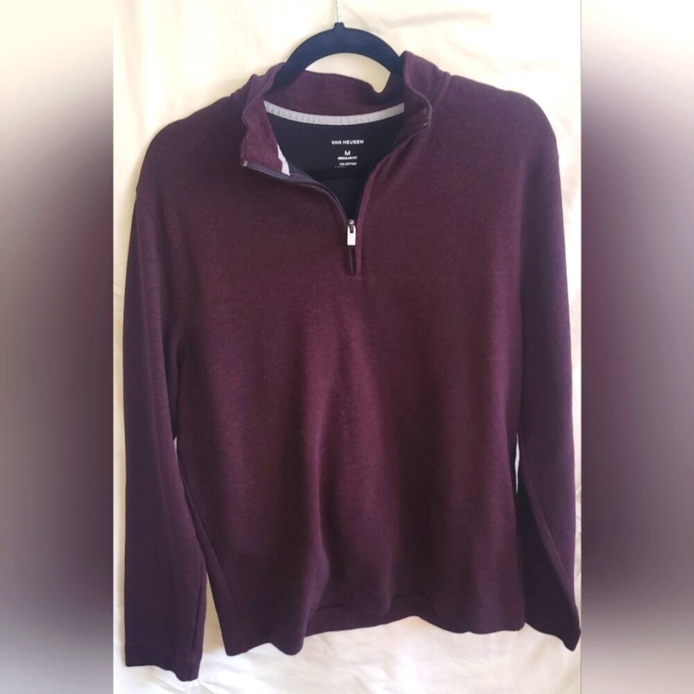 Van Heusen Men's Maroon Half-Zip Sweater